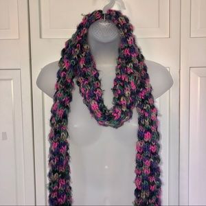 4/$25 Multi Knit Scarf Winter Tassel Snow Pink